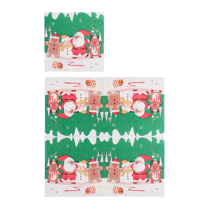 Cartoon Christmas Santa Paper Napkins - Square Theme for Restaurant Parties