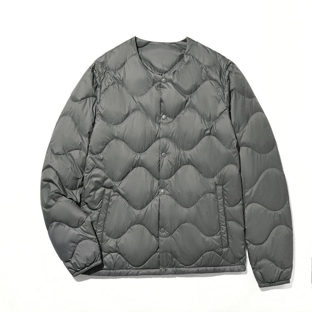 Autumn and winter new men's down jacket short round neck lightweight large size casual white duck down warm V-neck liner