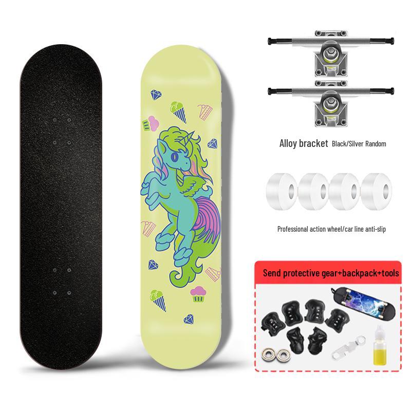 Beginner Entry-Level Double Rocker Skateboard for Street Cruising - Professional Short Board for Boys, Girls, and Adults