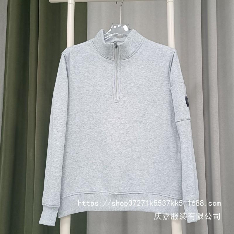 CP COMPANY Half-Zip Fleece Sweatshirt Solid Color Pocket Badge Casual Top Men Women