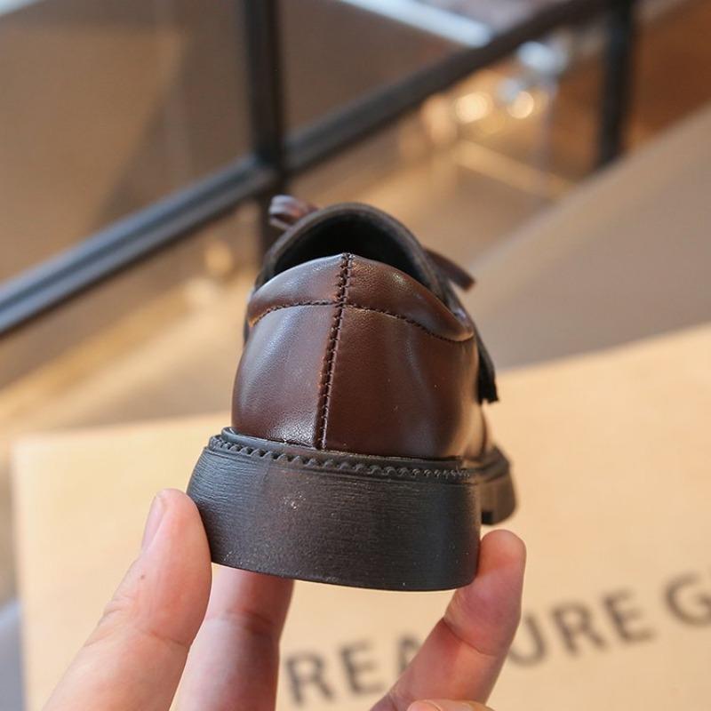 Kids Girls Soft Sole Black Casual Princess Leather Loafer Shoes