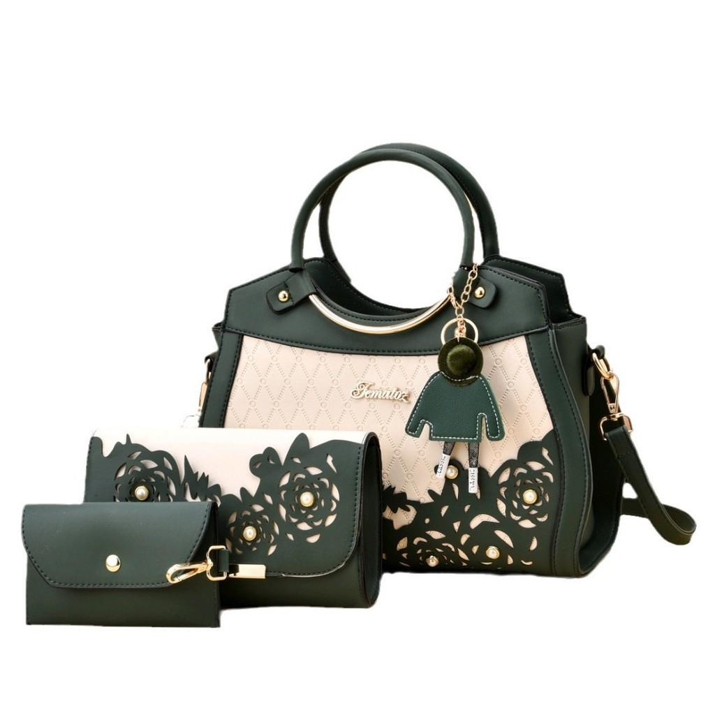 Fashion Flower Pattern Handbag With Inner Zipper Pocket And Crossbody Strap For Women