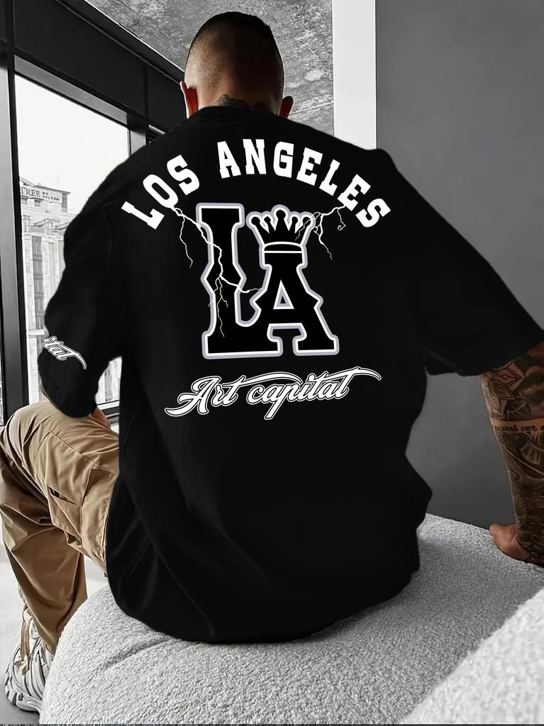 2026 Unisexs Casual Tshirt Printed with Letters and Large La Print Comfortable Breathable Microshell Home and Outdoor Sports Tees