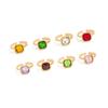 Alloy Cocktail Ring With Sparkling Stones Geometric Square Zircon Stacked Ring For Everyday Wear Or Special Event