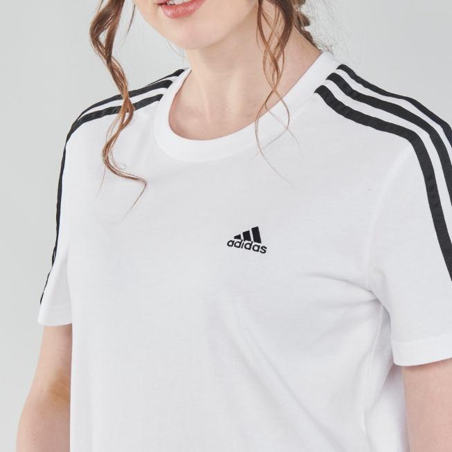 (WMNS) adidas Essentials Loose 3-Stripes Cropped T-Shirt Asia Sizing 'White Black' Women's GL0778