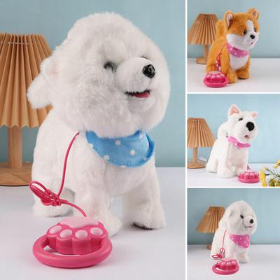 Interaktívne plyšové šteniatko na chôdzu s dotykovým senzorom, pohybom olizovania jazyka, realistickými zvukmi, elektrický plyšový psík s vodítkom, simulovaná plyšová hračka