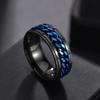 Rotera Roterande Ångest Fidget ringar Titan Rostfritt stål Kedja Spinner Finger Ring För män Blå Guld Färg Svart Punk Rock