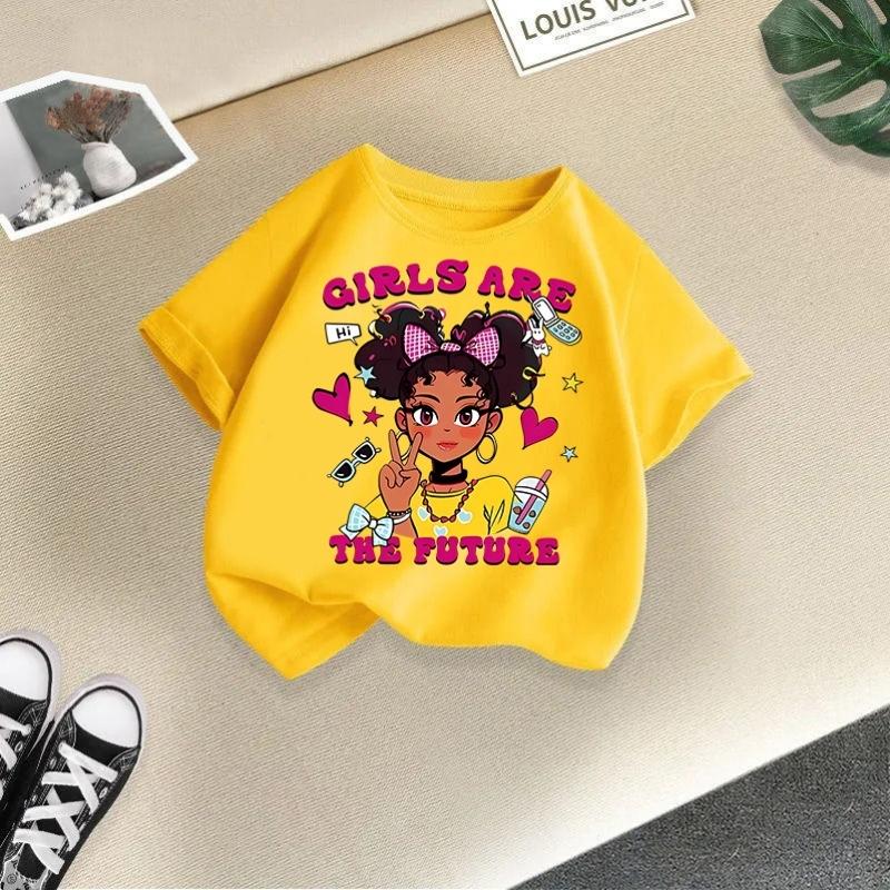 Girls' Short-sleeved T-shirt 2025 Summer New Loose Casual Girls' Top Children's Summer Wear