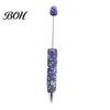 Crystal Diamond Gel Pen Beadable Pens, Bling Rhinestone Beaded DIY Bead Pen, Shaft Set Black Ink Ballpoint Pens for Decorations Office School Supplies