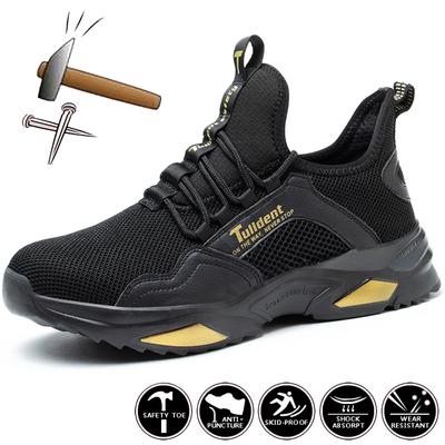 Zapatos de seguridad para hombre y mujer, transpirables, con puntera de acero, botas de seguridad antipinchazos.