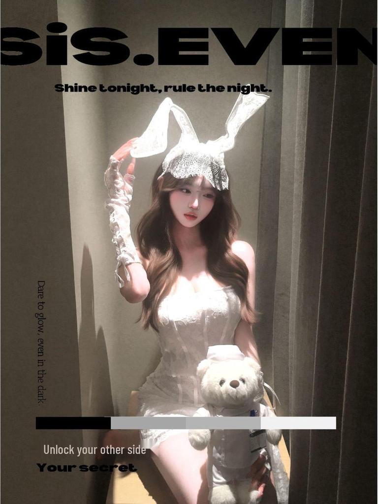 Lace Rabbit Halloween Cosplay Bunny Girl Bodycon Dress Set