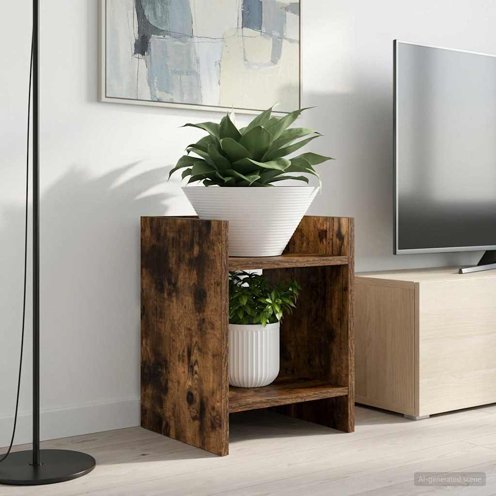 Plant Stand Smoked Oak 30 x 30 x 40 cm Wood Based Material
