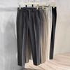 Autumn Winter Suit Pants Men Thick Business Elastic Waist Classic Grey Brown Woolen Straight Formal Trousers