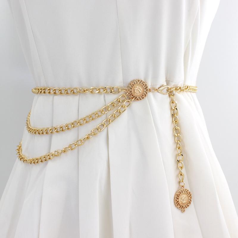 Metal waist chain, women's dress, ins style popular decorative chain, adjustable waist belt
