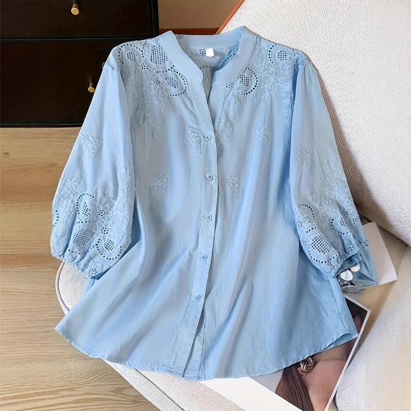 Women S Loose V Neck 3 4 Sleeve Summer Casual Shirt