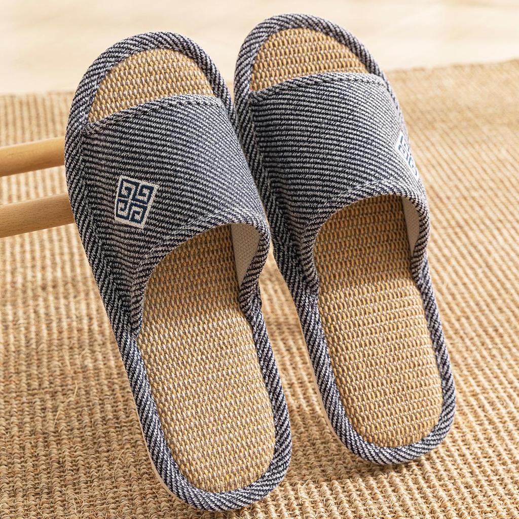 Men's Luxury Breathable Linen Slippers - 2025 Summer Non-Slip Casual Style