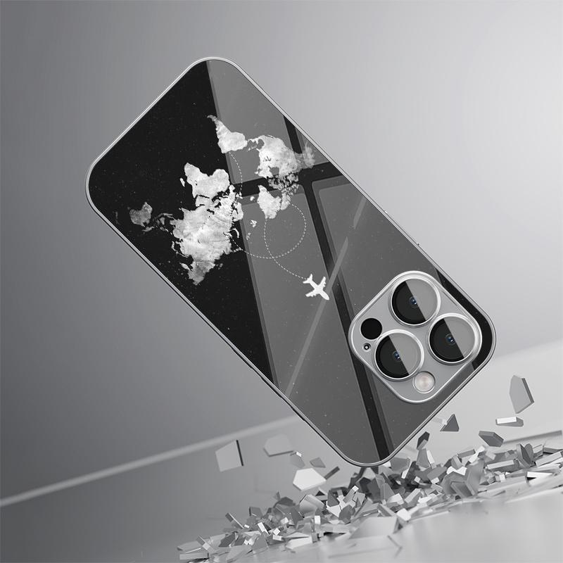 Minimalist travel-themed airplane route pattern electroplated phone case for iPhone 17 16 15 14 13 12 11 11Pro 11ProMax