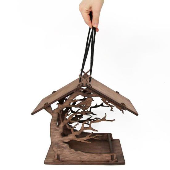 Attractive Bird Feeder Exquisite Wood Hanging Easy Assemble Birdhouse Feeder for Home
