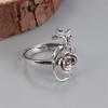 Adjustable Open Ring Women Men Vintage Rose Flower Cutout Boho Style Plated Copper Jewelry