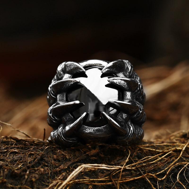 

Beier New Store 316L Stainless Steel Fashion Dragon Claw Red Black Stone Men And Women Ring High Quality Jewelry LLBR8-046R 7 чёрный