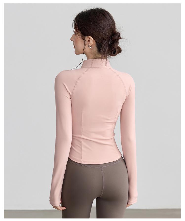 Women's Half-Zip Long Sleeve Stand Collar Yoga and Running Fitness Top