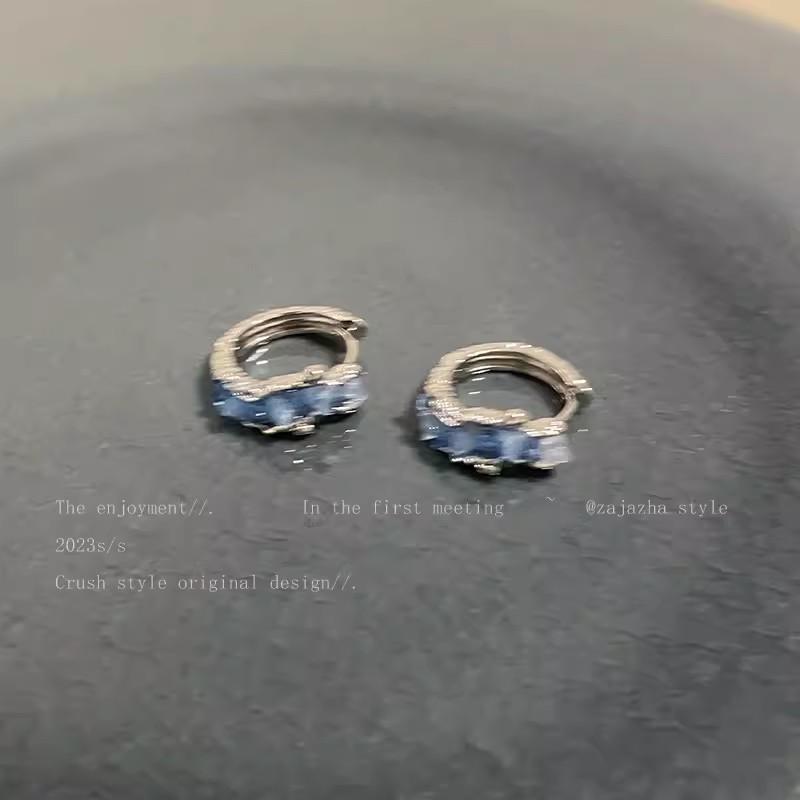 

Blue Hong Kong style earrings women s summer new popular sweet and cool fashion earrings niche design senior earrings