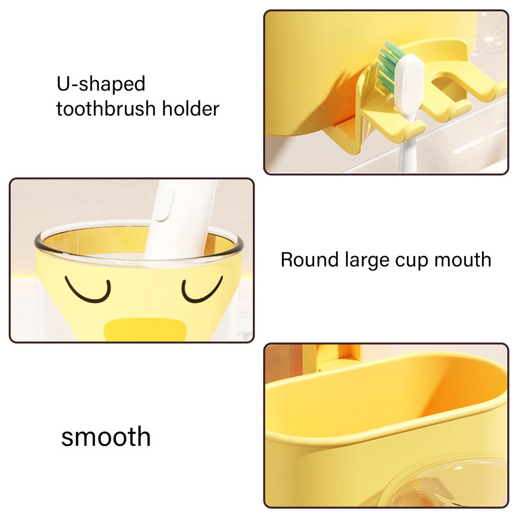 Upgrades Wall Mounted Toothbrush & Cup Holder for Kids Easy Install Multiple Use Bathroom Organizes Toothbrush Cup Stand