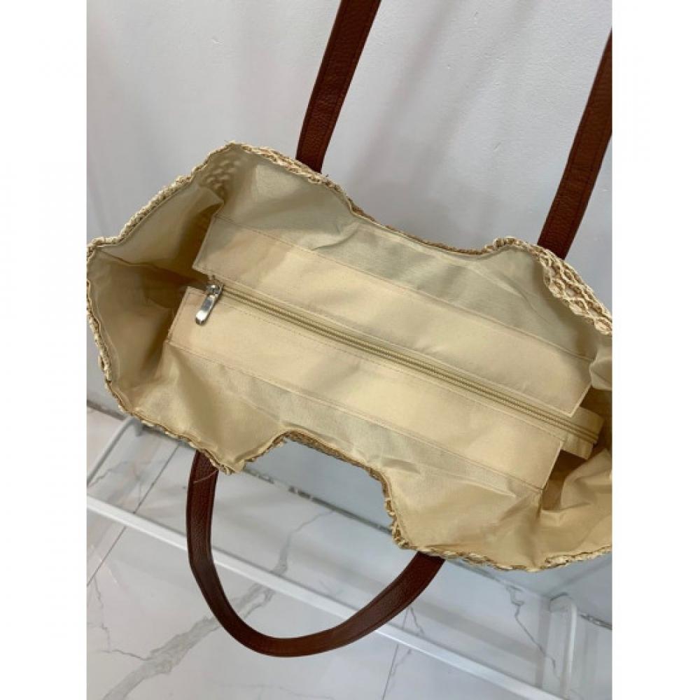 C S In The Room  Raffia  Joku meSh Color bloCk Shoulder Tote Bag 2 Color