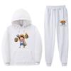 Mens Warm Hooded Sweatshirt Set With Printed Design Long Sleeve Top Pants Casual Sportwear Winter
