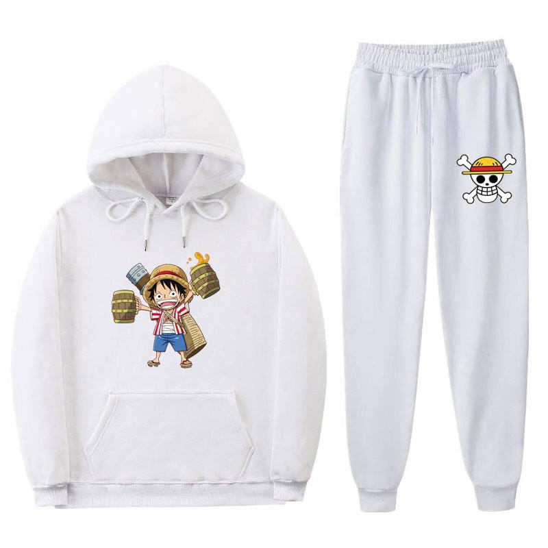 Mens Warm Hooded Sweatshirt Set With Printed Design Long Sleeve Top Pants Casual Sportwear Winter