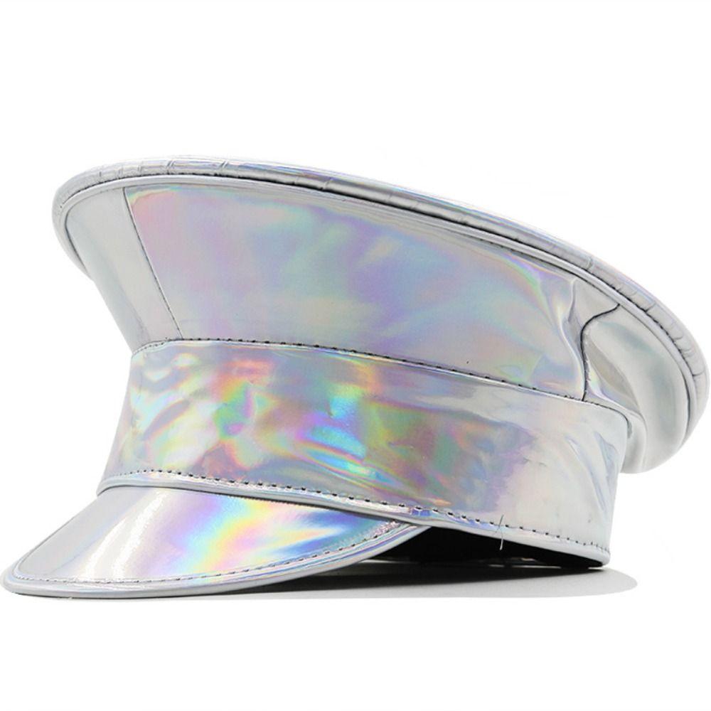 UV Protection Laser Military Hats PU Leather Baseball Cap Brim Caps Party Hat Outdoor