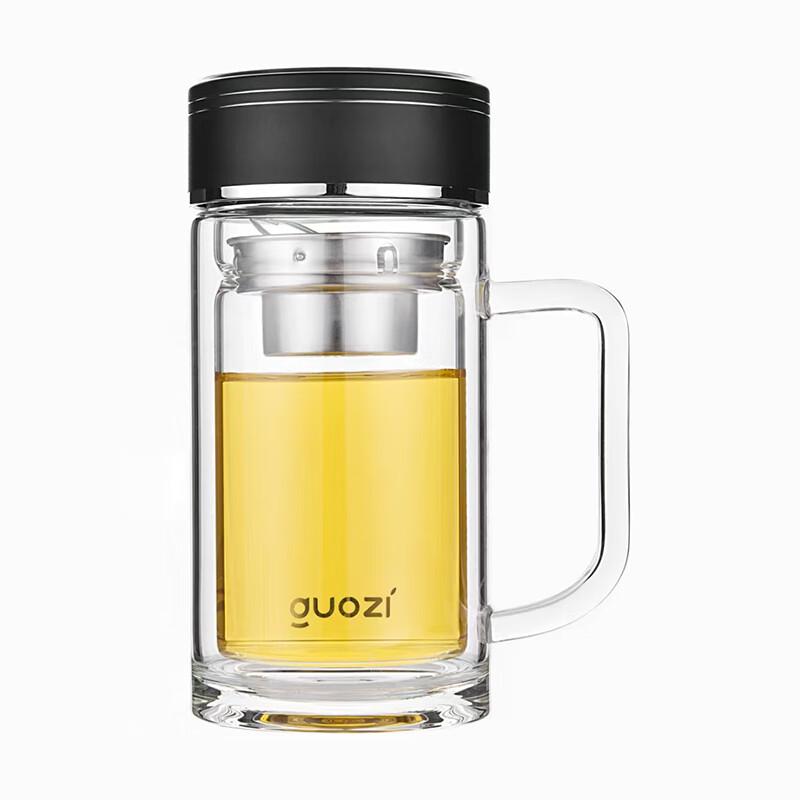 Двухслойная стеклянная офисная кружка GUOZI Starlight GZ-S53A 350ml чёрный