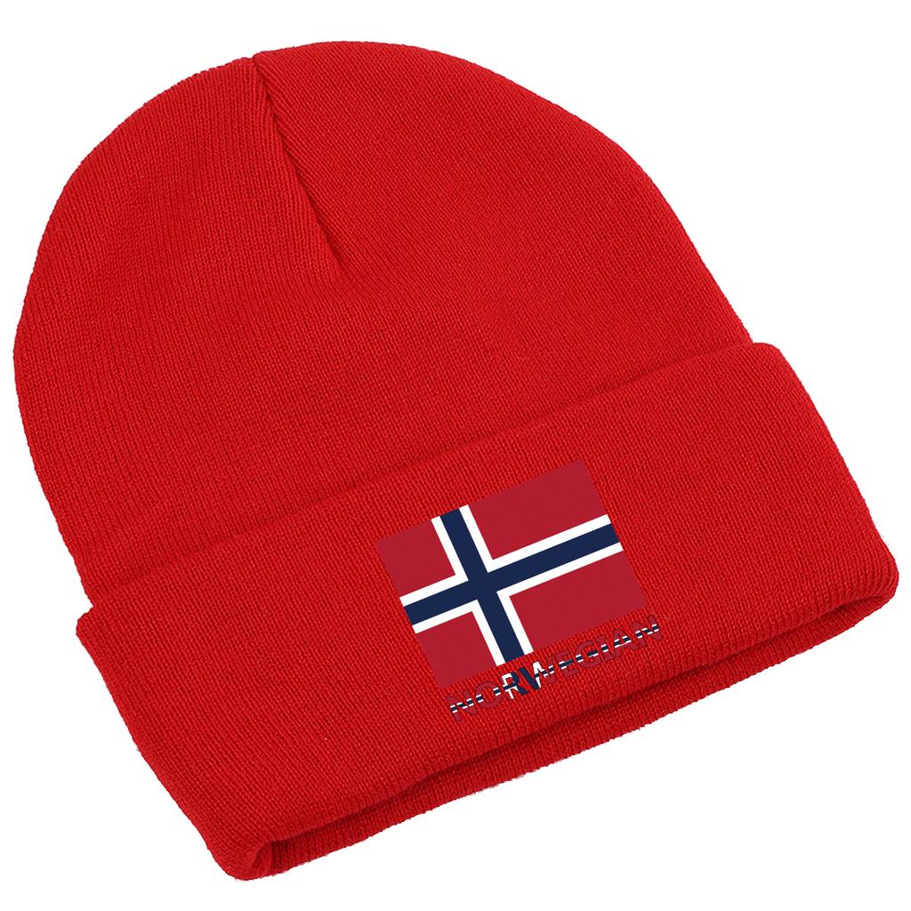 Norvegian Flag Print Winter Hats Unisex Knit Hat Beanie Winter Hat for Women Solid Casual Knitted beaniesPerfect For Urban Style