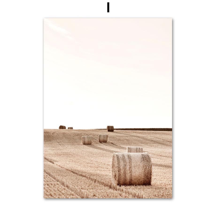 Beige Lake Farm Boat Dandelion Boho Abstract Lines Posters And Prints Canvas Art Wall Decoration Home Paintings For Living Room