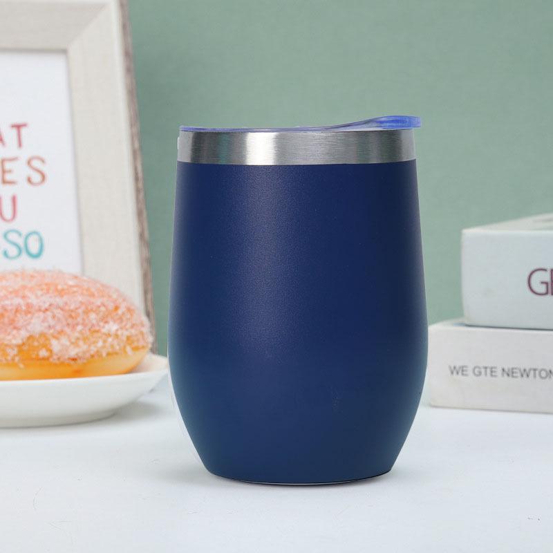 U-shaped 12oz Christmas Insulated Eggshell Wine Cup, Red