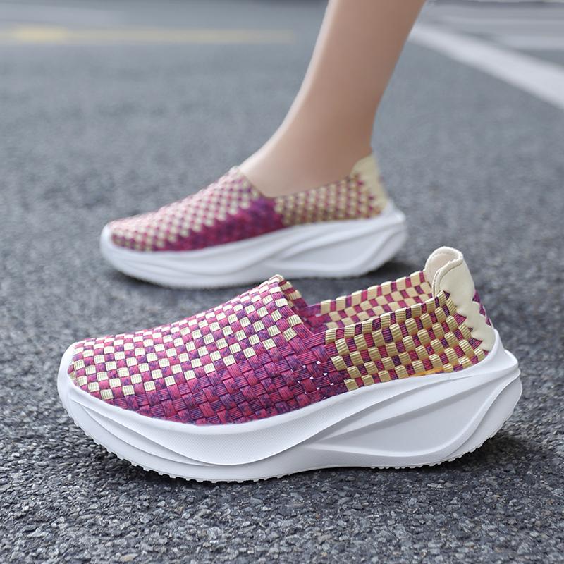 Summer Women Sneakers Casual Plus Size Flats Loafers Soft Elevator Beach Walking Sports Shoes Lightweight Slip On