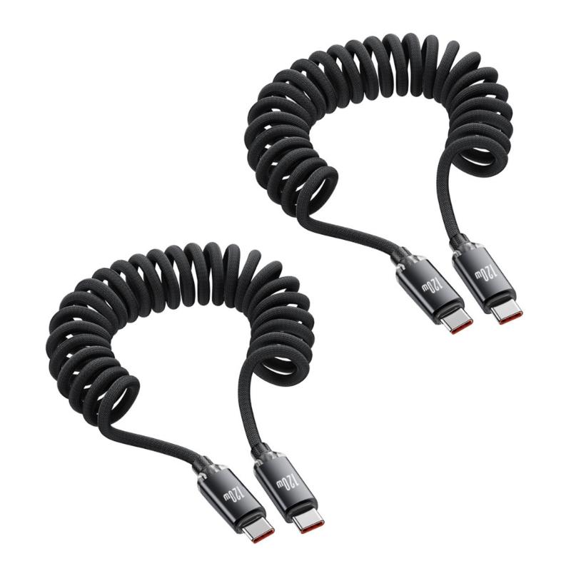 Fast Power Cable 120W USB C to Type C Spring Reinforced Body Anti Break Design Suitable for Mobile Devices Charging