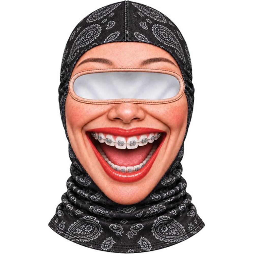 Missing Teeth Pattern Old Man Balaclava Face Mask 3D Face Printed Ski Mask Hood For Men Woman