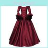 Middle Ages Lace Patchwork Dress With Large Trumpet Sleeves Court Evening Skirt