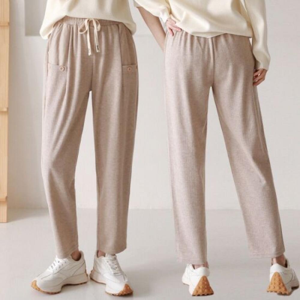 From Heart Women Knit Cut Button Baggy Pants