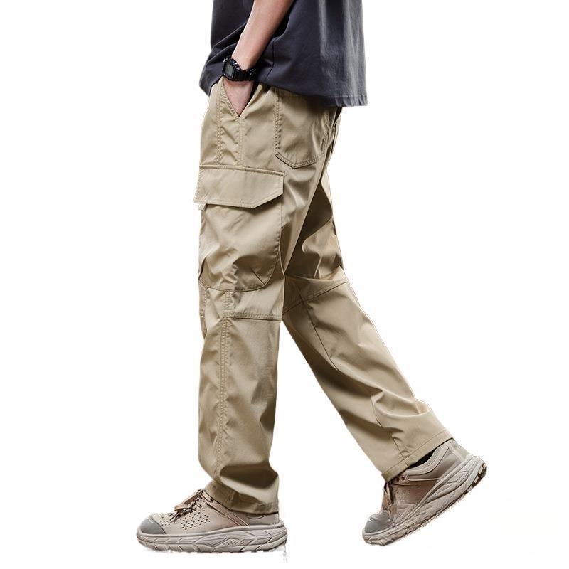 Mens Loose Straight Cargo Pants Casual Work Trousers