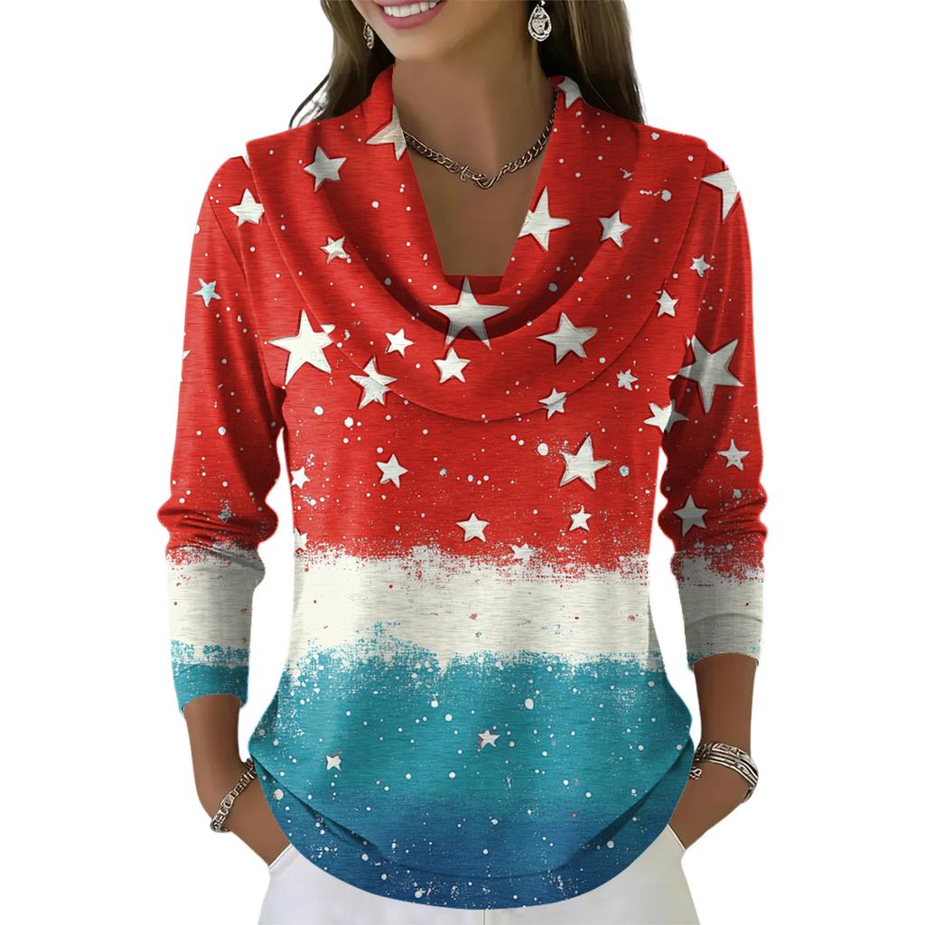 Women's Casual And Fashionable Round Neck Long Sleeved Printed Top Sweater