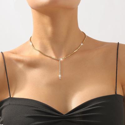 Mode Halskette Glänzende Anhänger Halskette Für Frauen Einfache Y Form Choker Halsketten Hochzeit Schmuck