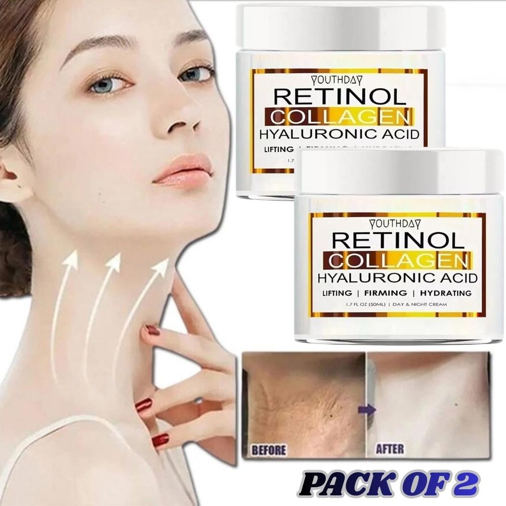 2 Pack Retinol and Collagen Facial Cream Firming, Lifting, Anti-aging Fine Lines, Whitening, Brightening, Moisturizing, Facial Skin Care 50 G