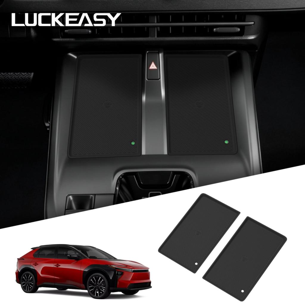 LUCKEASY Left Drive for Toyota BZ4X/BZ 2026- Silicone Dual Wireless Charging Pad Car Phone Anti Dirt Mat Interior Accessiories