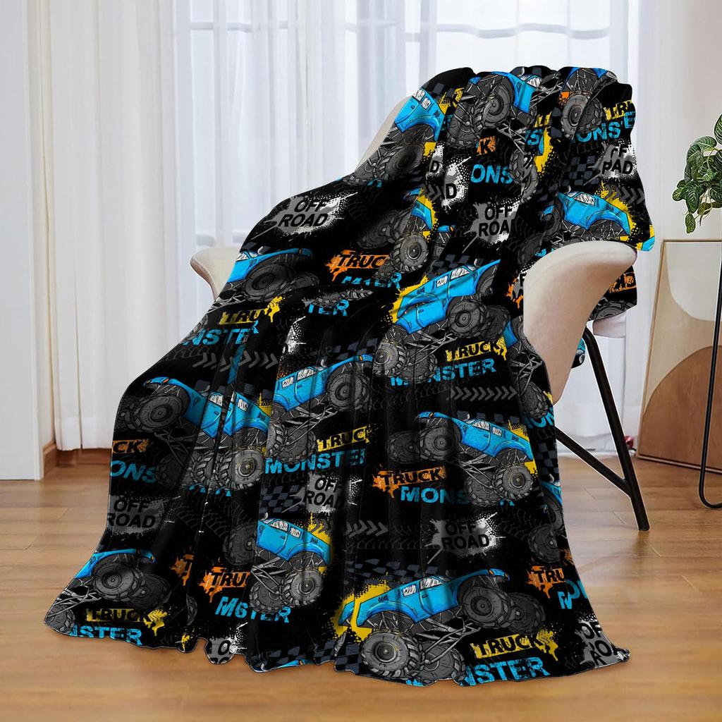 Cartoon Truck Printed Flannel Blanket Portable Office Nap Blanket Sheet Bedspread