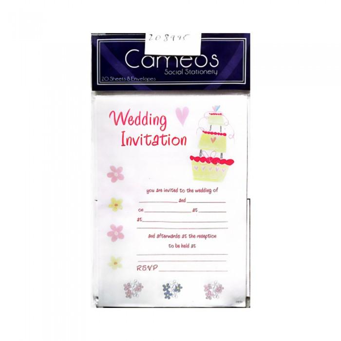 Cameos Cake Wedding Invitation (Pack of 20)