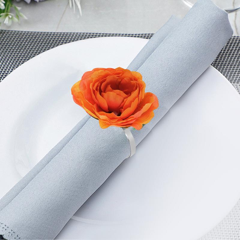 Napkin Holders For Cloth Napkins Alloy Artificial Flower Napkin Rings 6pcs Gold Plated Decorative Serviette Buckles Adornment