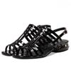 Modne damskie buty do biura, otwarte palce, niskie obcasy, czarne sandały dla kobiet, skórzane, wygodne i eleganckie, hurtowe lato 2024 r. F