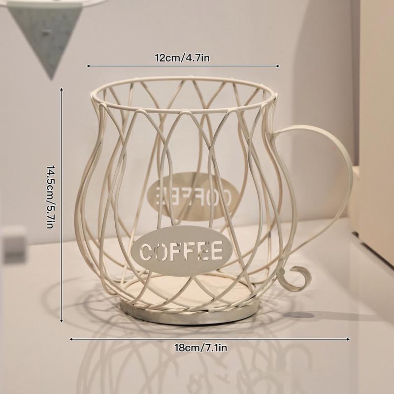 Large Capacity Coffee Pod Storage Basket - Keep Your Coffee Cups And Creamer Capsules Neatly Organized And Accessible белый